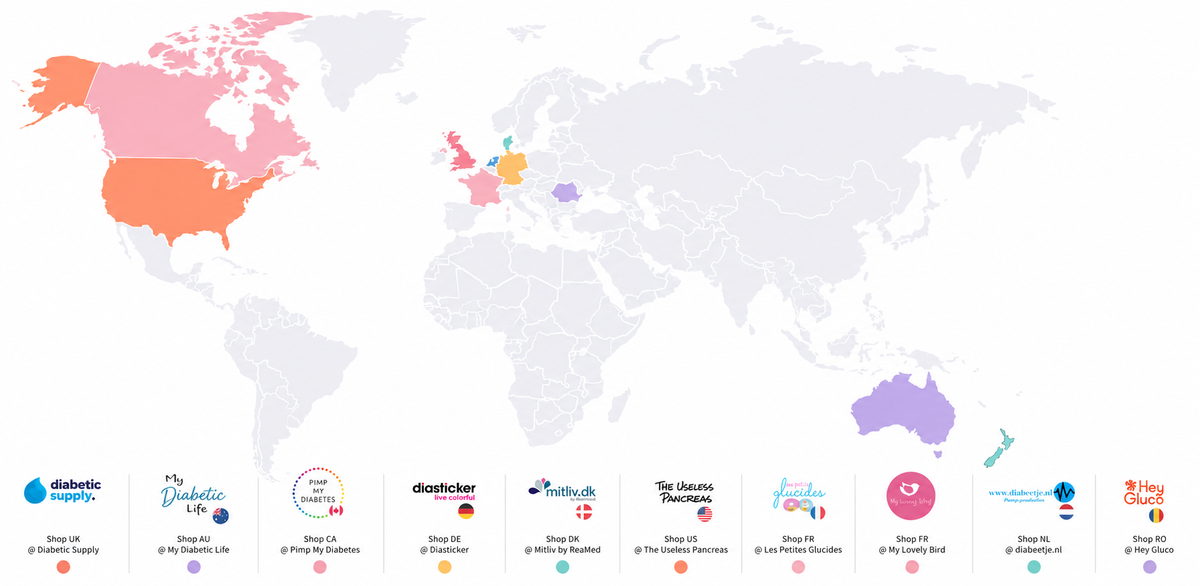SugarFam worldwide availability map